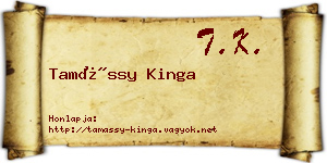 Tamássy Kinga névjegykártya