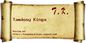 Tamássy Kinga névjegykártya